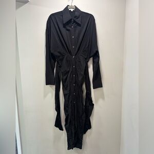 MARBLE Black Button-Down Long Sleeve Tie-Waist Dress